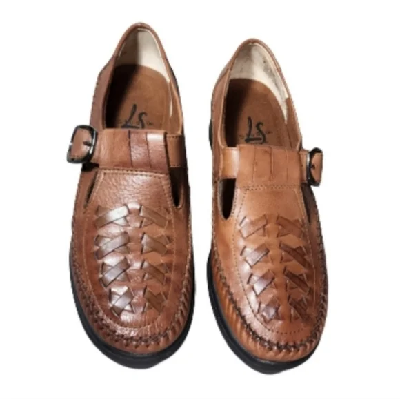 Life Stride Leather Woven Slip On Loafers Brown Size 7N - Picture 4 of 14